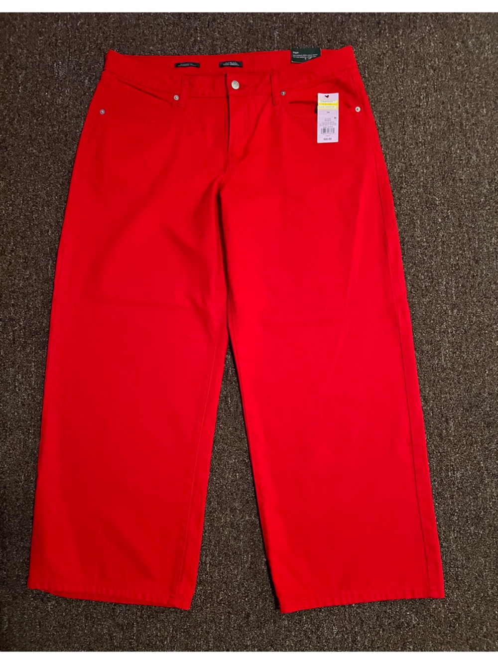 wild fable Red baggy Wide Leg Jeans low rise size 14- NWT